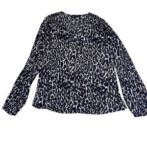 EUC Banana Republic Women's Leopard Print Long Sleeve Blouse Size M